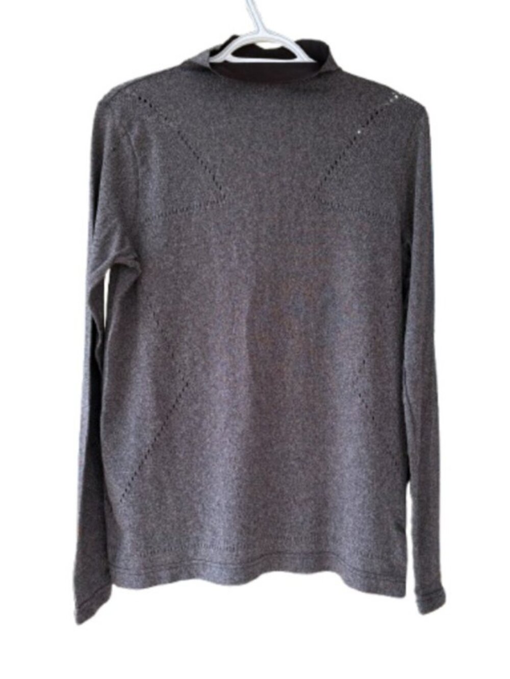 Puma mock neck perforated long sleeve athletic top grey women's